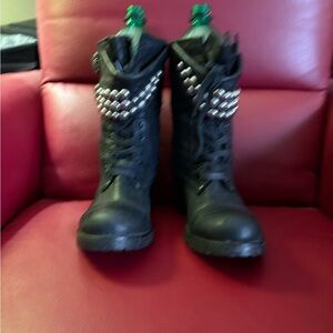 Aldo Black Ankle Boots with Silver Studs